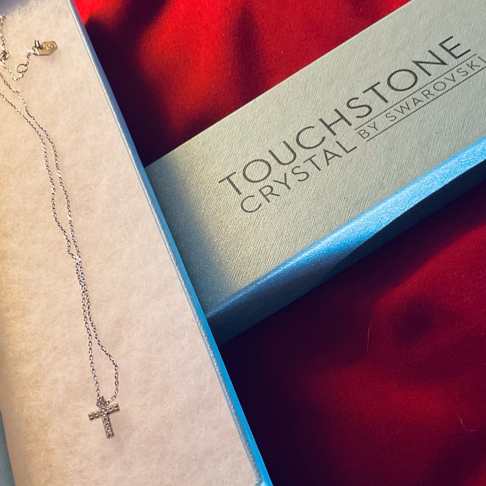 Touchstone Crystal Silver Cross Necklace